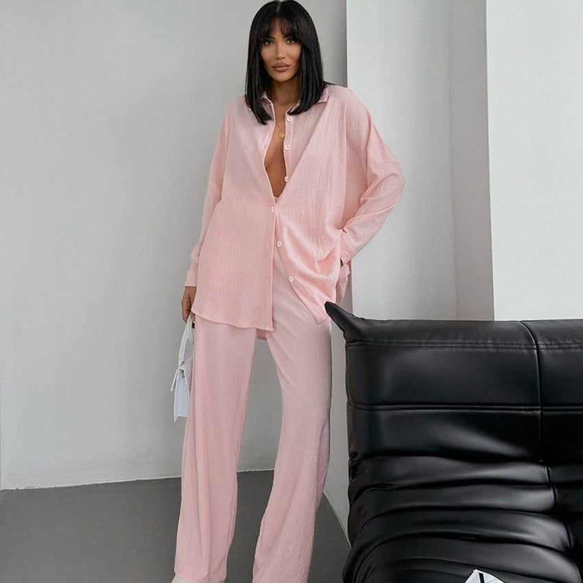 Waffle Knit Pajama Set For Women