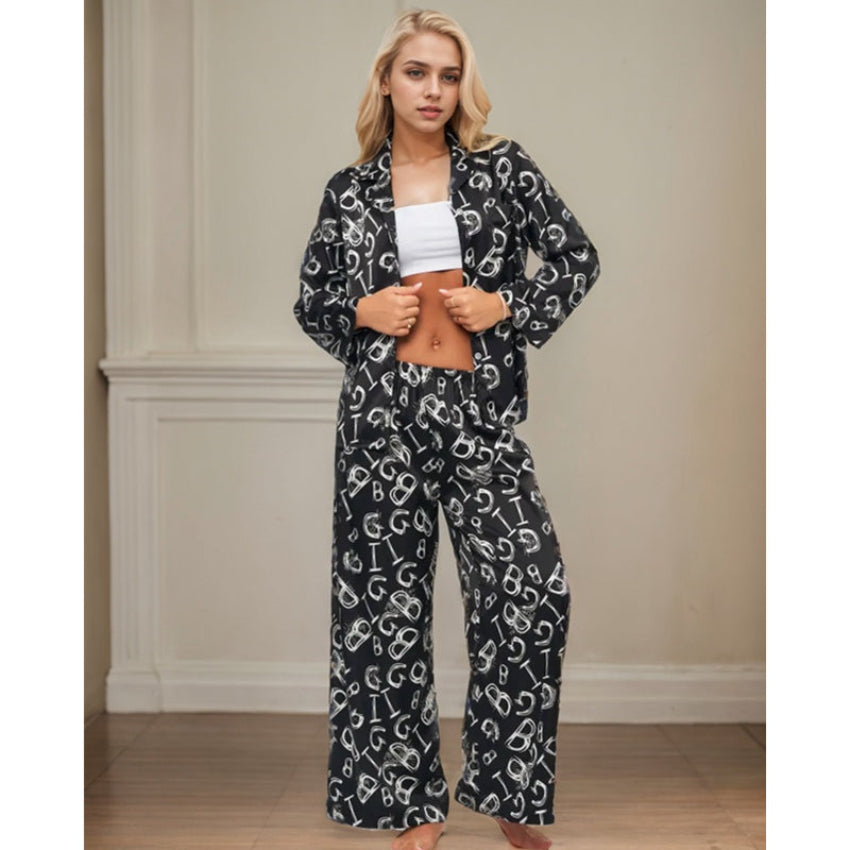 Bold Letters Print Pajama Set