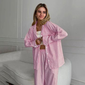 Plaid Patchwork Pajama Set for Women