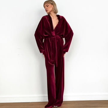 Luxury Velvet Robe Jumpsuit For Women