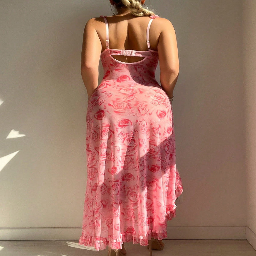 Blush Pink Rose Sheer Maxi Dress