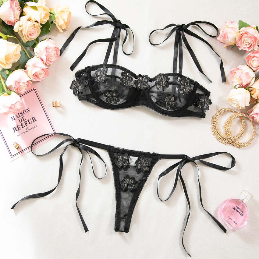 Bloom Tie-Up Lace Lingerie Set