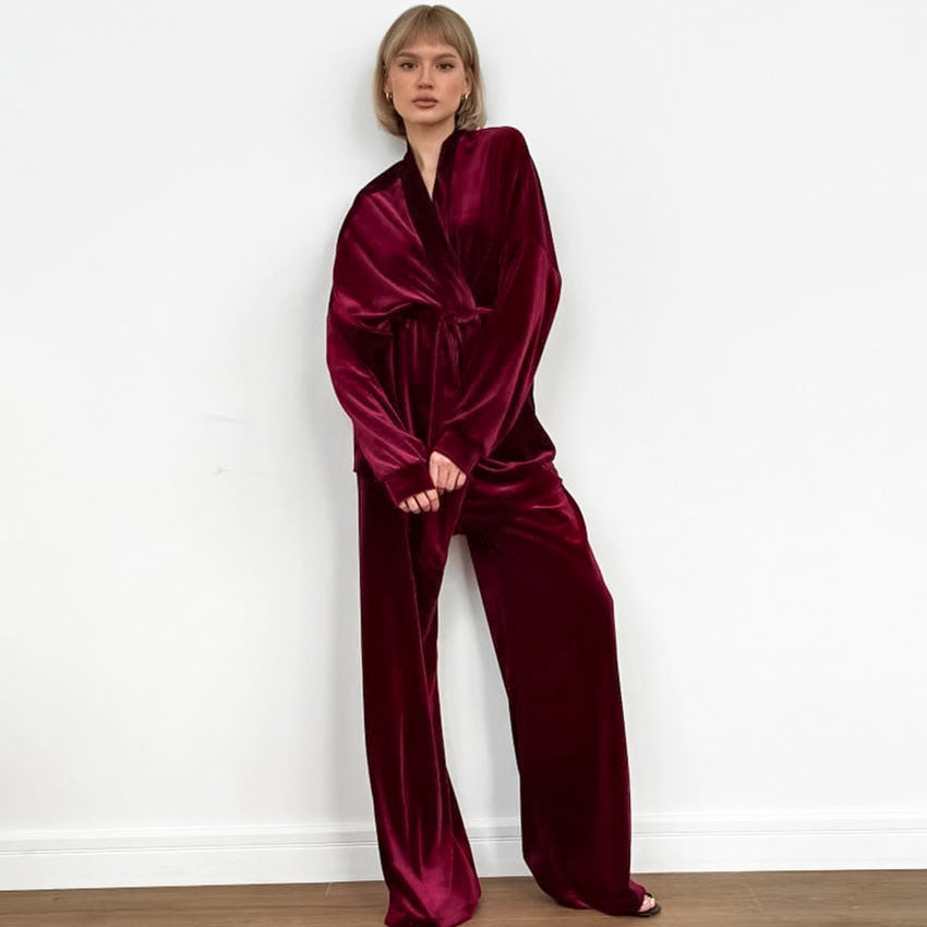 Luxury Velvet Robe Jumpsuit For Women