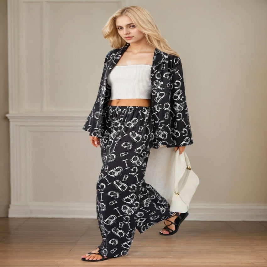 Bold Letters Print Pajama Set