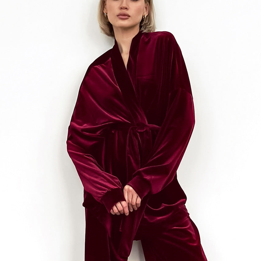 Luxury Velvet Robe Jumpsuit For Women