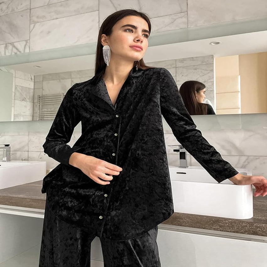 Black Velvet Luxe Pajama Set