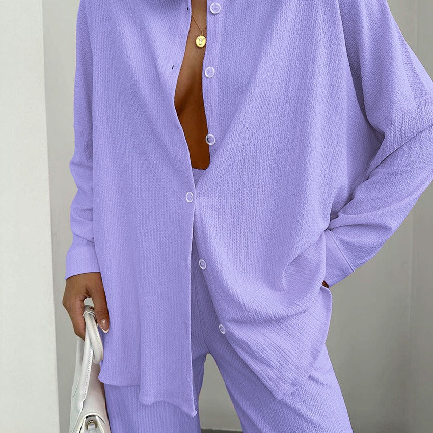 Waffle Knit Pajama Set For Women