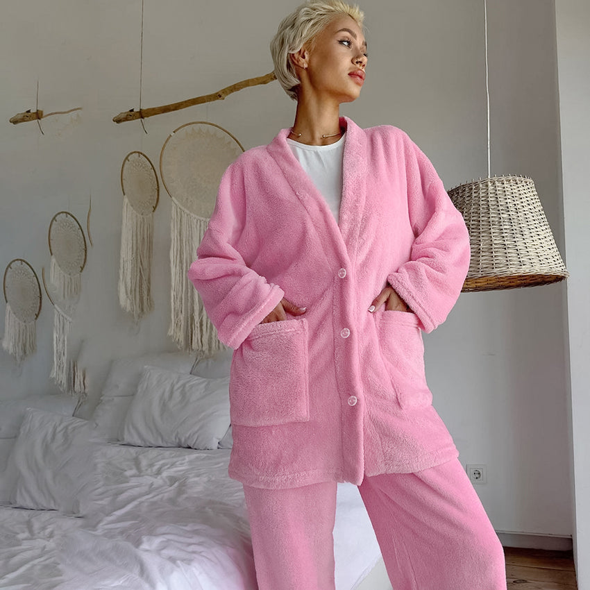 Cozy Fleece Pajama Set For Women