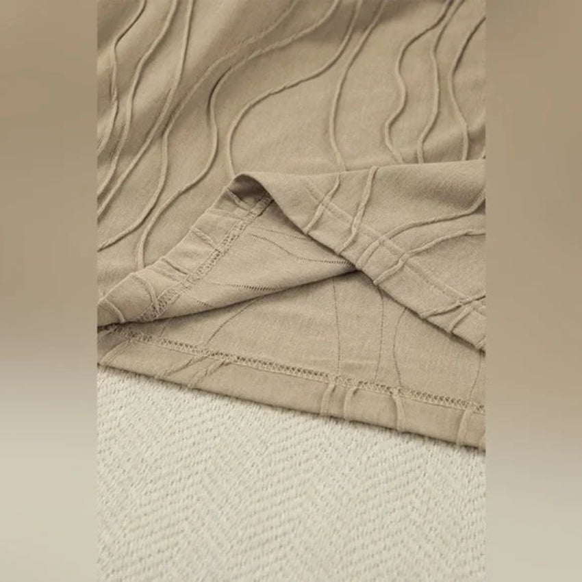 Texture Printed Dropped Shoulder Top & Pants Set