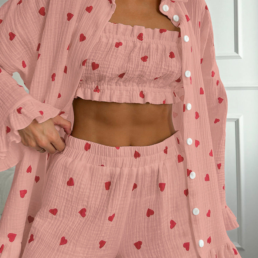 Comfort Chic Heart Print Loungewear Trio