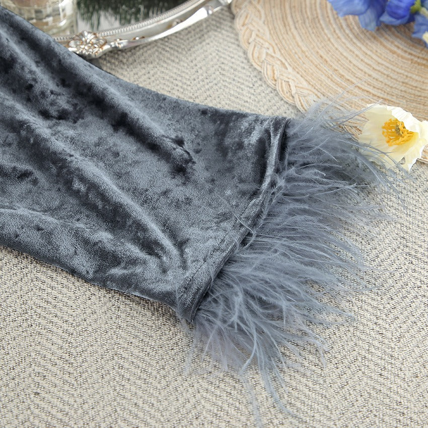 Velvet Robe Pajama Set For Women