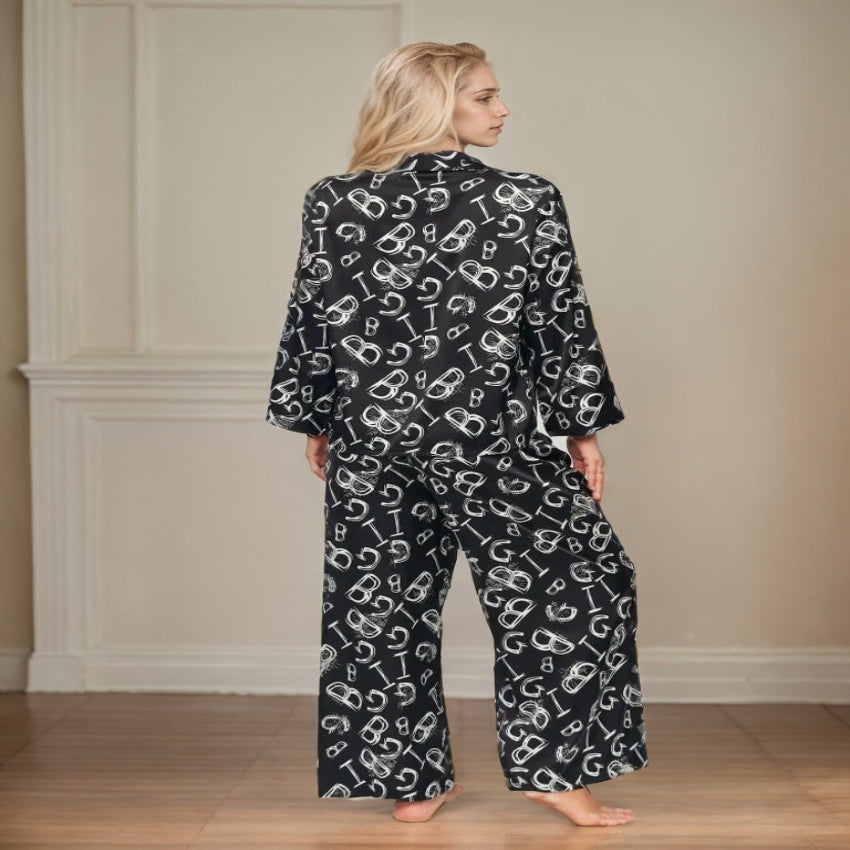 Bold Letters Print Pajama Set