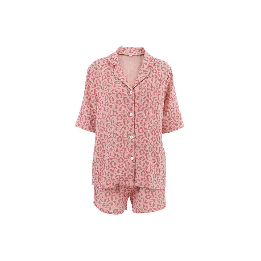 Women’s Luxury Pink Cotton Leopard Printed Set