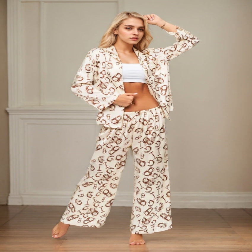 Bold Letters Print Pajama Set