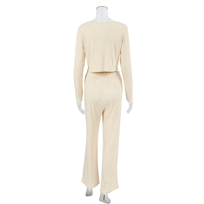 Tie-Front Ribbed Lounge Set