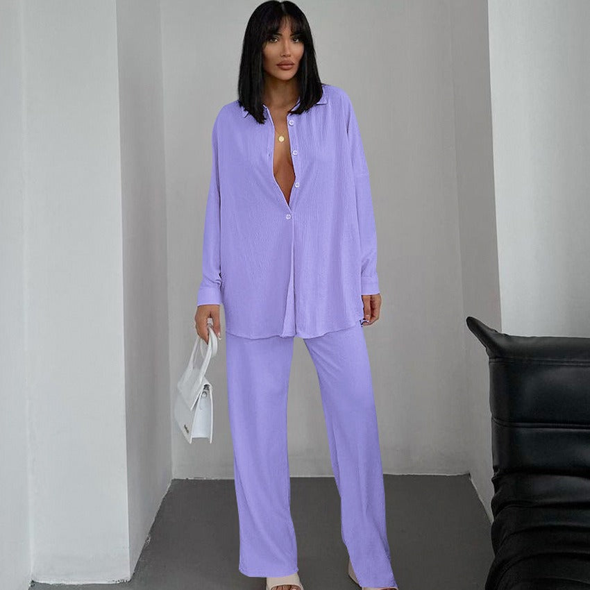 Waffle Knit Pajama Set For Women