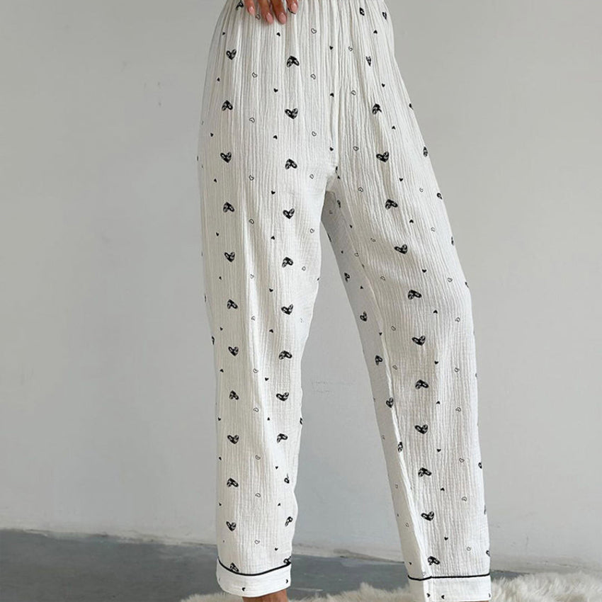 Soft Cotton Button-Up Heart Pajama Set