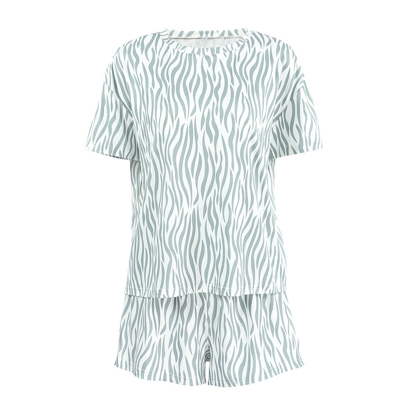 Green Zebra Print Short Pajama Set