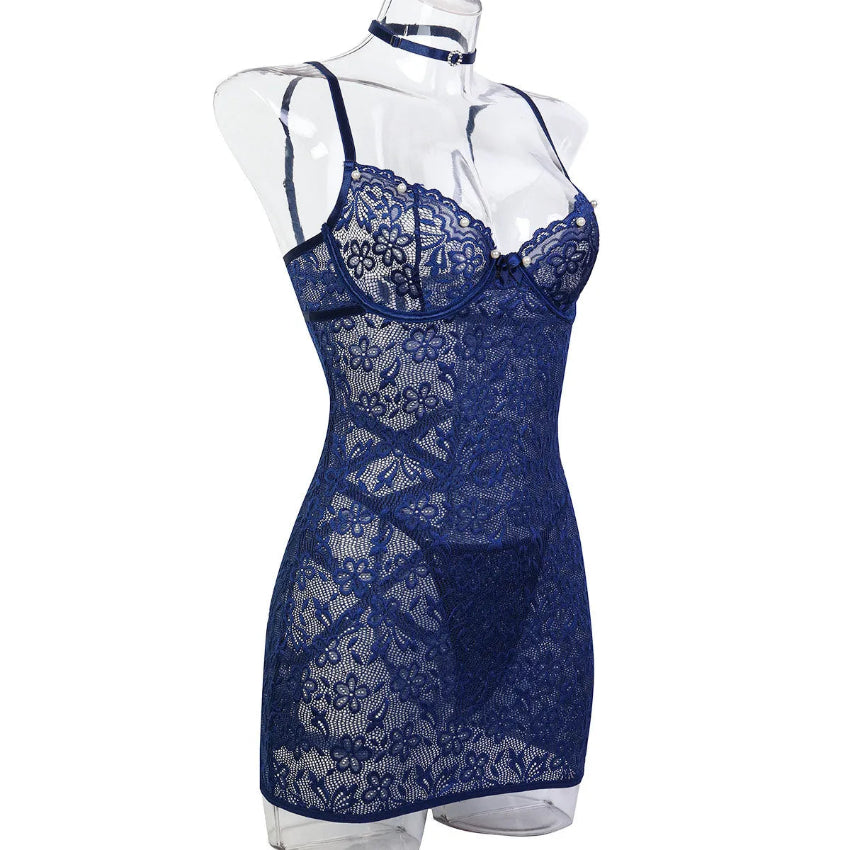 Blue Desire Lace Nightwear Set