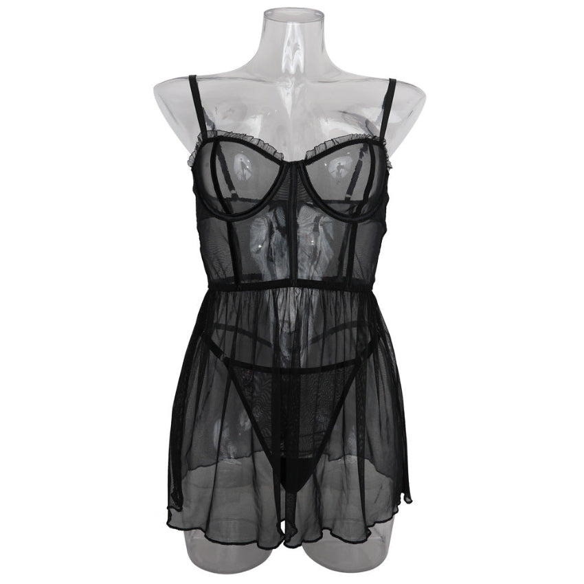 Black Allure Mesh Lingerie Set