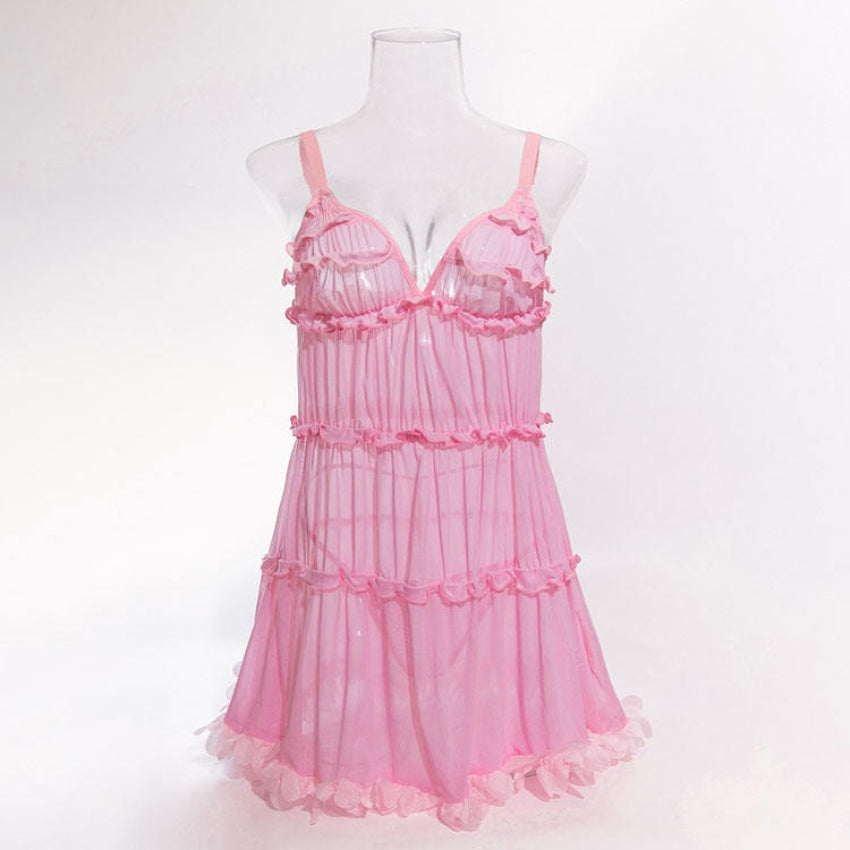 Pink Ruffled Lace Nightgown