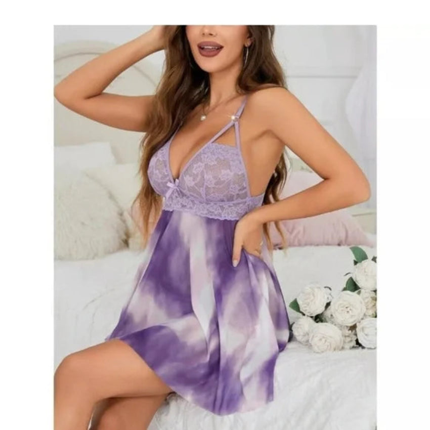 Purple Glow Lace Sleepwear Set
