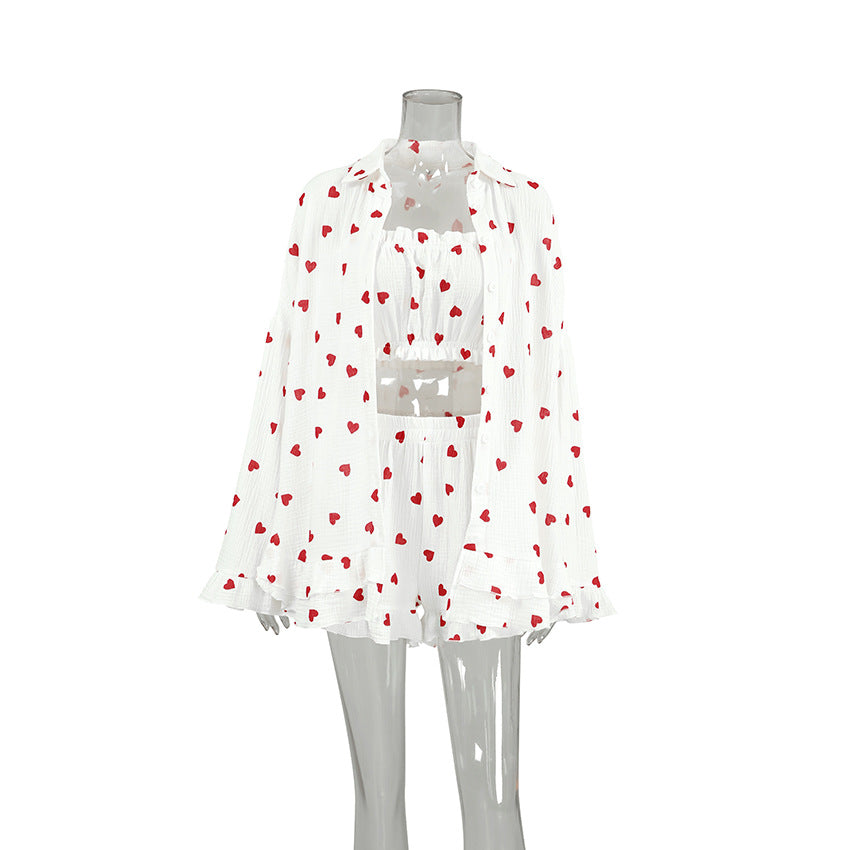 Comfort Chic Heart Print Loungewear Trio