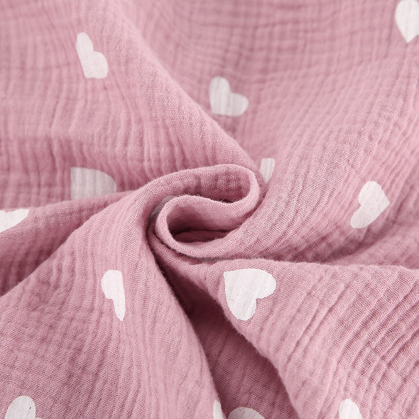 Cotton Heart Print Long Sleeve Shorts Lounge Set