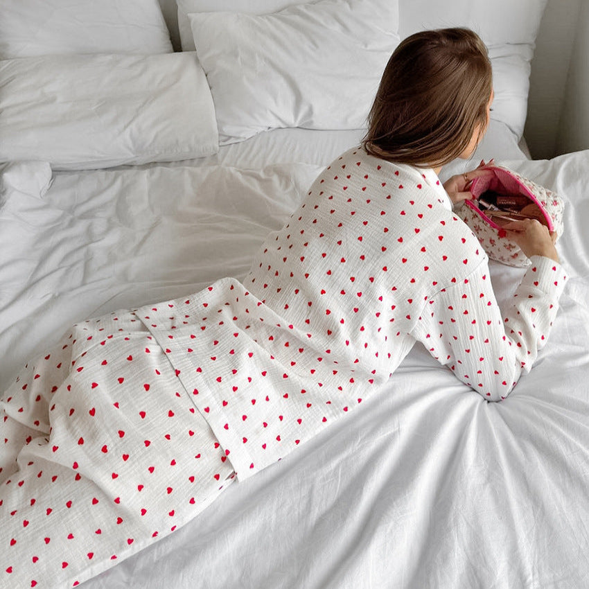 Women’s Cozy Pink Heart Cotton Pajama Set
