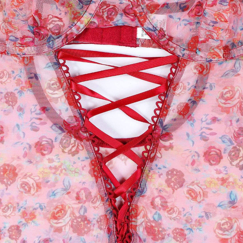 Floral Lace-Up Teddy Lingerie Bodysuit