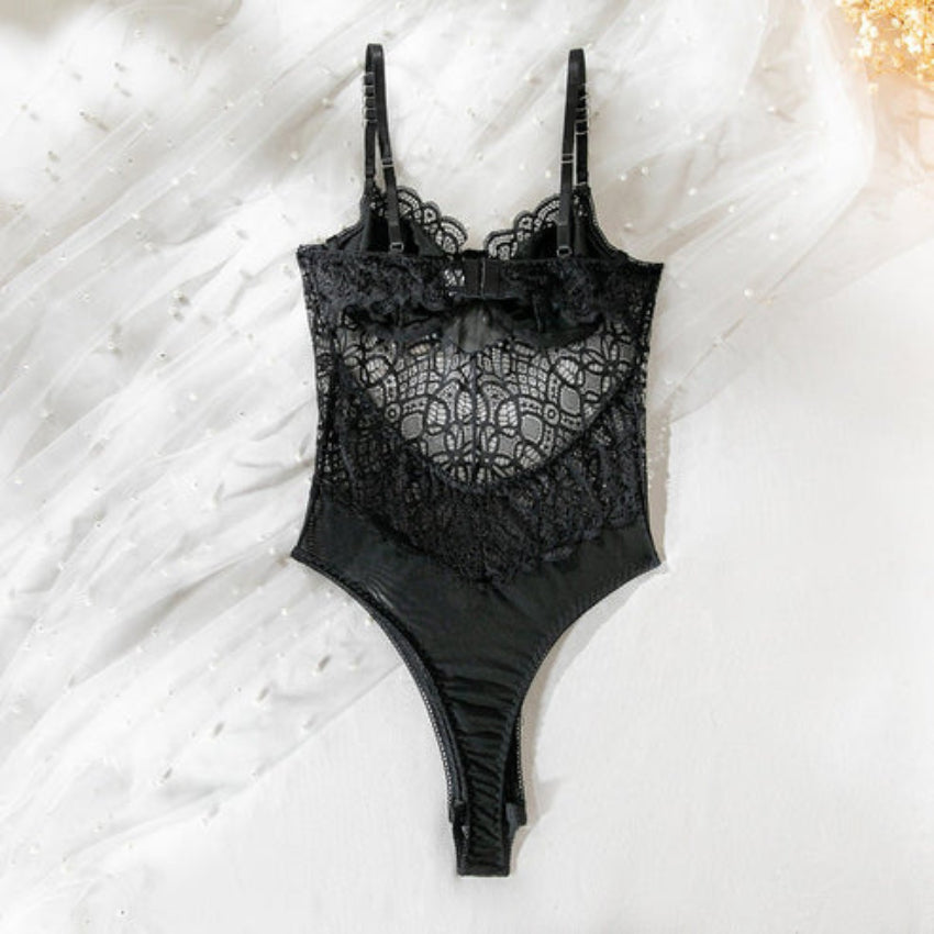Midnight Black Web Lace Bodysuit