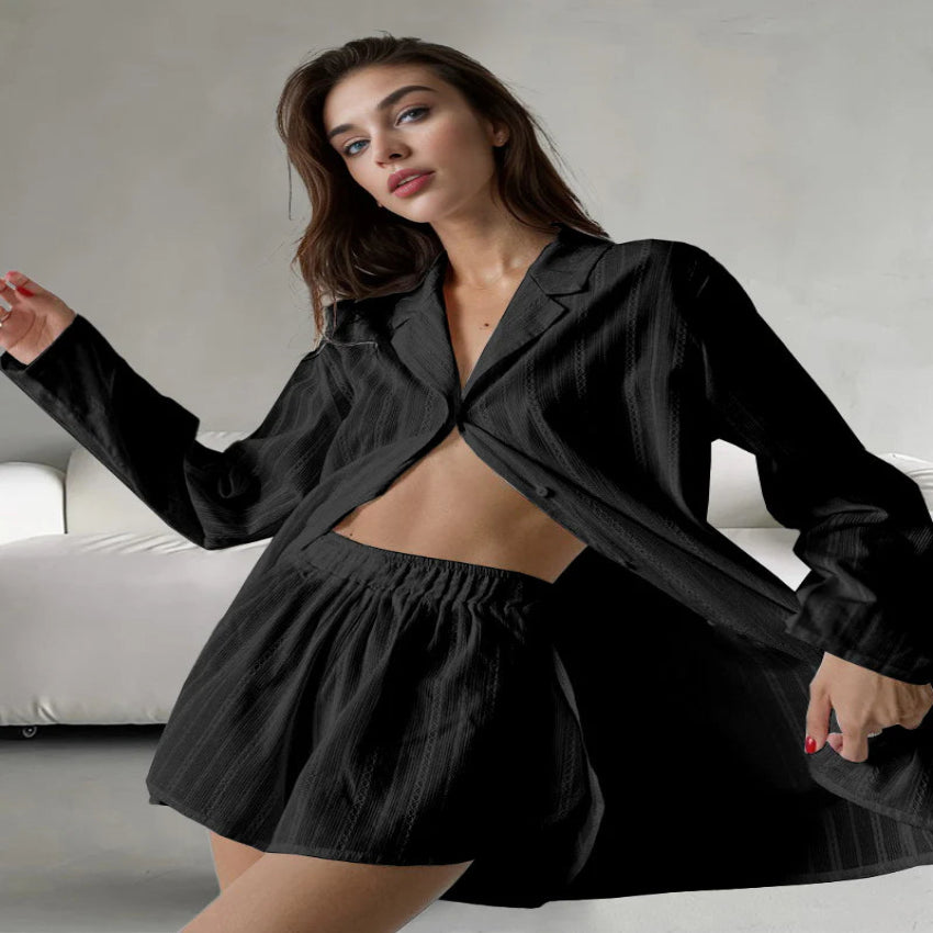 Women’s Cotton Striped Pajama Set – Long Sleeve 2-Piece