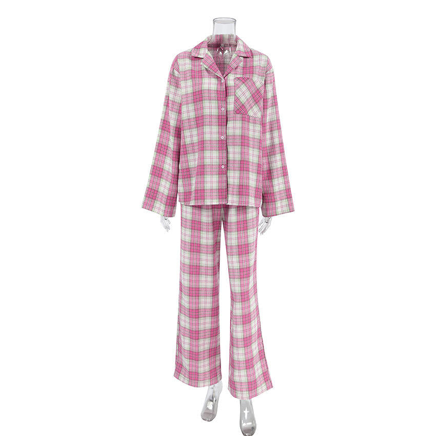 Cotton Pajama Set – Button Down Top & Pants