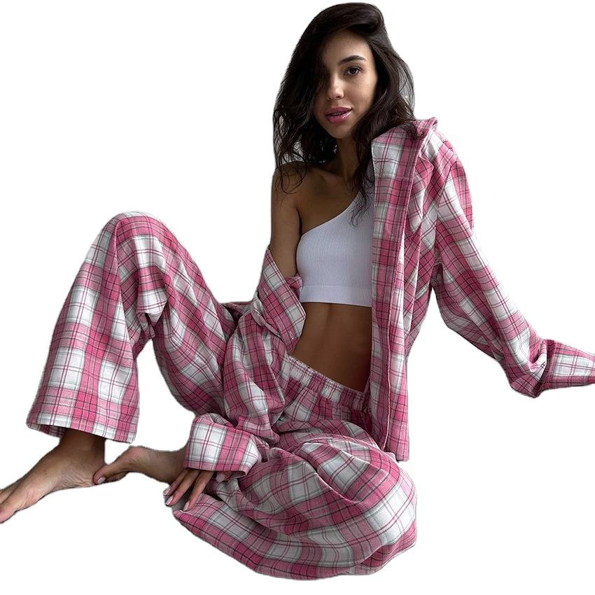 Cotton Pajama Set – Button Down Top & Pants