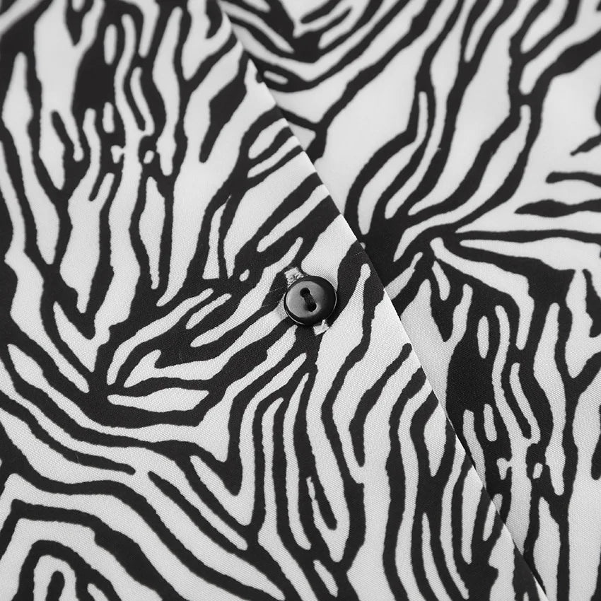 Zebra Print Long Sleeve Pajama Set for Women