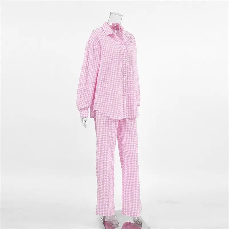 Women’s Pink Plaid Loungewear Set