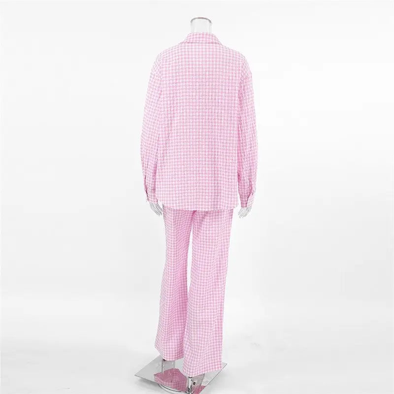 Women’s Pink Plaid Loungewear Set