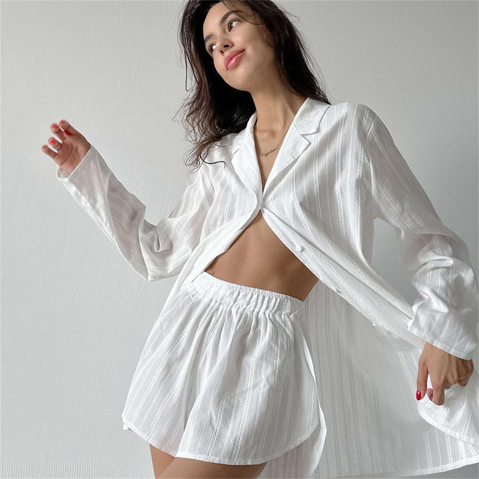 Women’s Cotton Striped Pajama Set – Long Sleeve 2-Piece